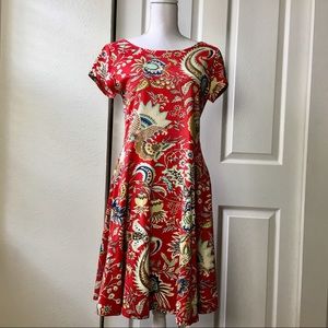 Chaps Denim Red Print Dress